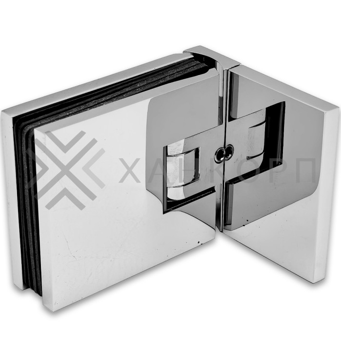 Петля Афродита FDP-230, стена-стекло 90° с крышками, латунь/хром