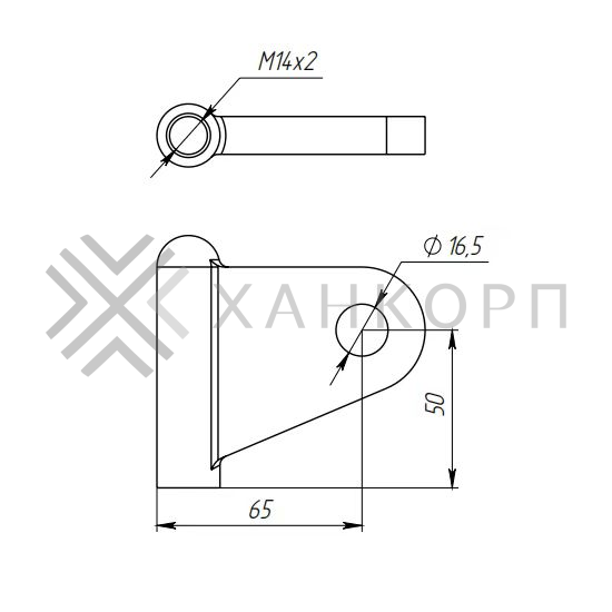 Крепление рутеля (стеклодержателя) FN-113 к ванте (серьга) M14, нержавейка/матовый