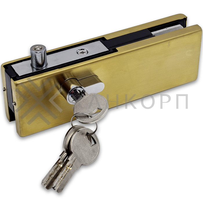 Замок FKZ-39 с круглым ригелем ключ/ключ, нержавейка/брашированное золото