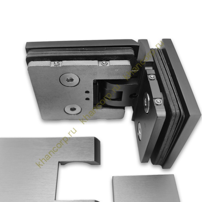 Петля Афродита FDP-233 стекло-стекло 90° с крышками, латунь/оружейная сталь