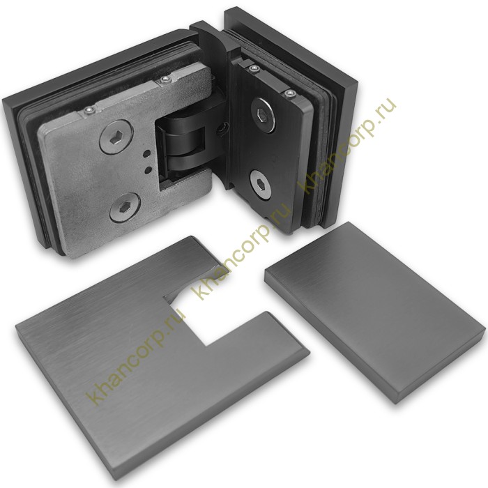 Петля Афродита FDP-233 стекло-стекло 90° с крышками, латунь/оружейная сталь