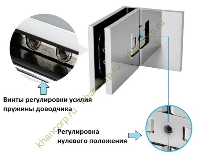 Петля Афродита FDP-233 стекло-стекло 90° с крышками, латунь/оружейная сталь