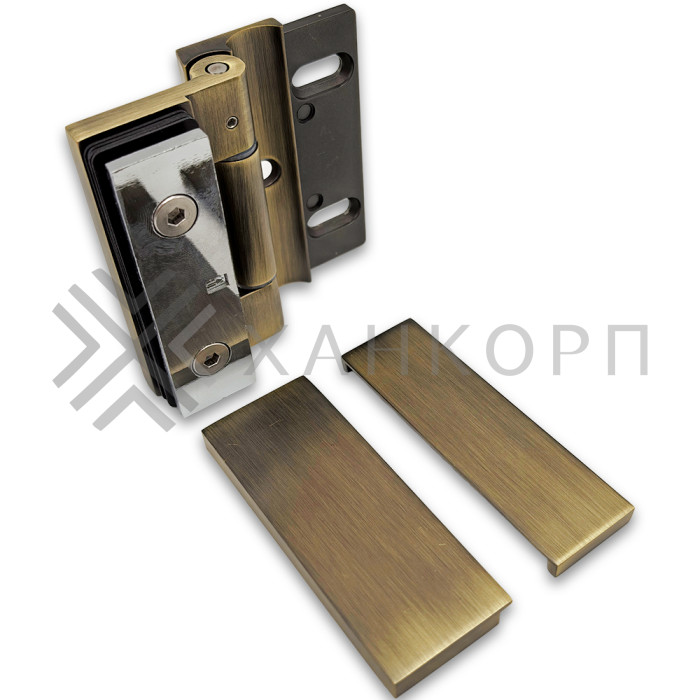 Петля Гера FDP-120 стена-стекло 90˚ открывание наружу, цинк/бронза