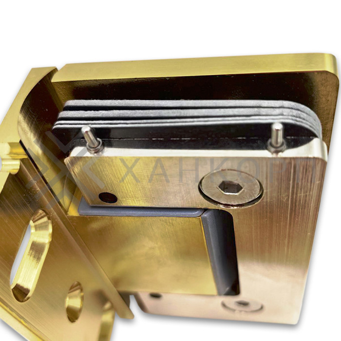 Петля Афина FDP-130 стена-стекло с боковым креплением, латунь/брашированное золото