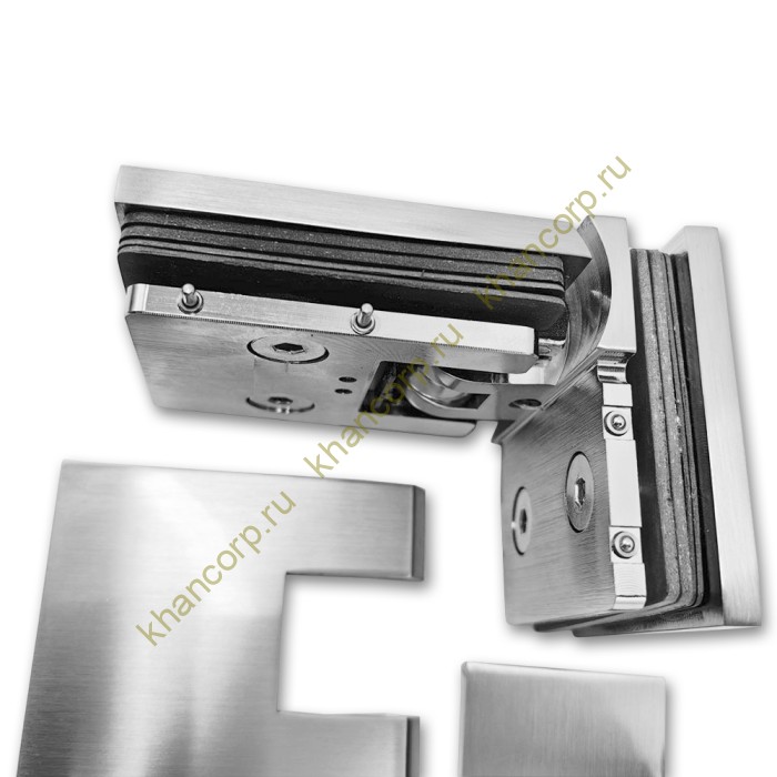 Петля Афродита FDP-233, стекло-стекло 90° с крышками, латунь/матовый