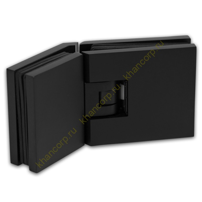 Петля Афродита FDP-234 стекло-стекло 135° с крышками, латунь/черный