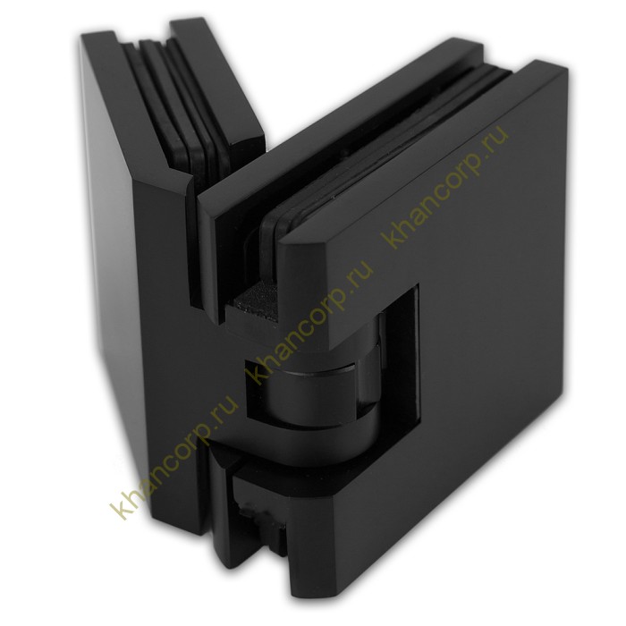 Петля Афродита FDP-234 стекло-стекло 135° с крышками, латунь/черный