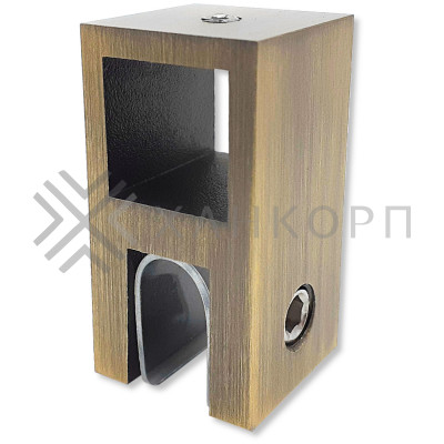 Держатель стекла FDC-58 сквозной 15х15 вертикальный, нержавейка/бронза