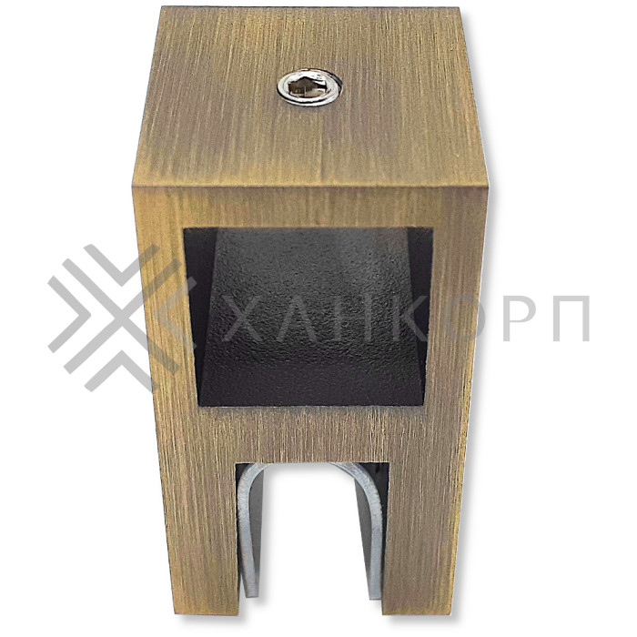 Держатель стекла FDC-58 сквозной 15х15 вертикальный, нержавейка/бронза