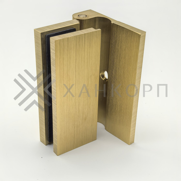 Петля Гера FDP-120, стена-стекло, открывание 90° наружу, латунь/брашированное золото