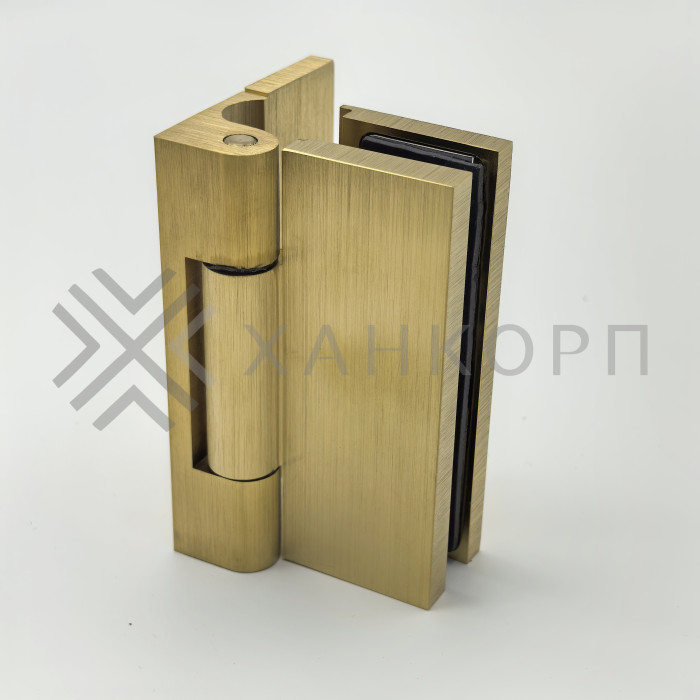 Петля Гера FDP-120, стена-стекло, открывание 90° наружу, латунь/брашированное золото