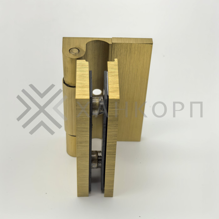 Петля Гера FDP-120, стена-стекло, открывание 90° наружу, латунь/брашированное золото