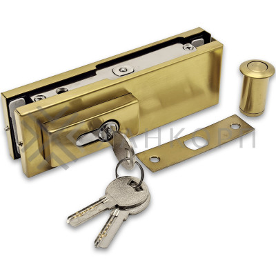 Замок FKZ-30 с овальным ригелем ключ/ключ, нержавейка/брашированное золото