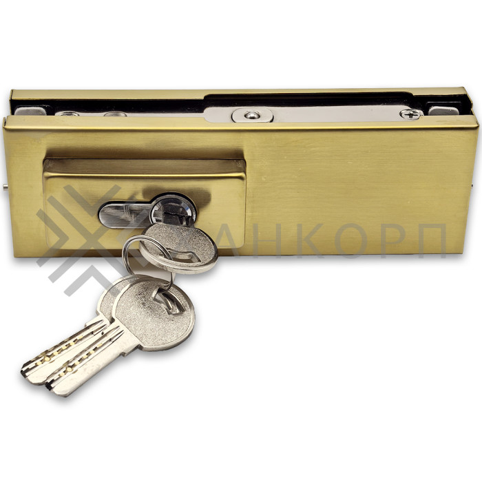 Замок FKZ-30 с овальным ригелем ключ/ключ, нержавейка/брашированное золото