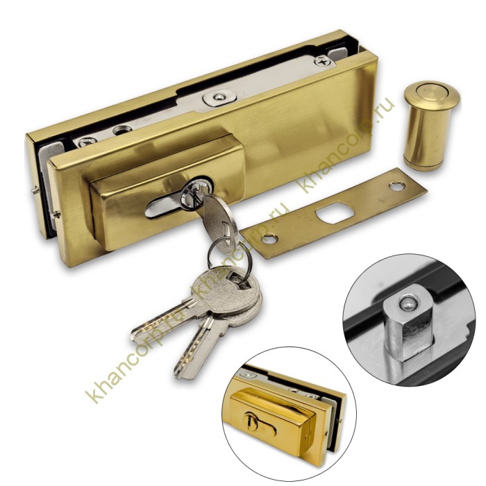 Замок FKZ-30 с овальным ригелем ключ/ключ, нержавейка/брашированное золото