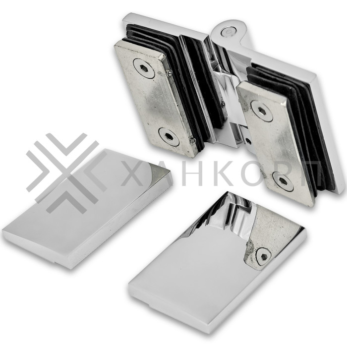 Петля Рея FDP-222 стекло-стекло 180° с крышками латунь/хром