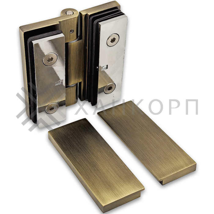 Петля Гера FDP-121 стекло-стекло 180˚, цинк/бронза