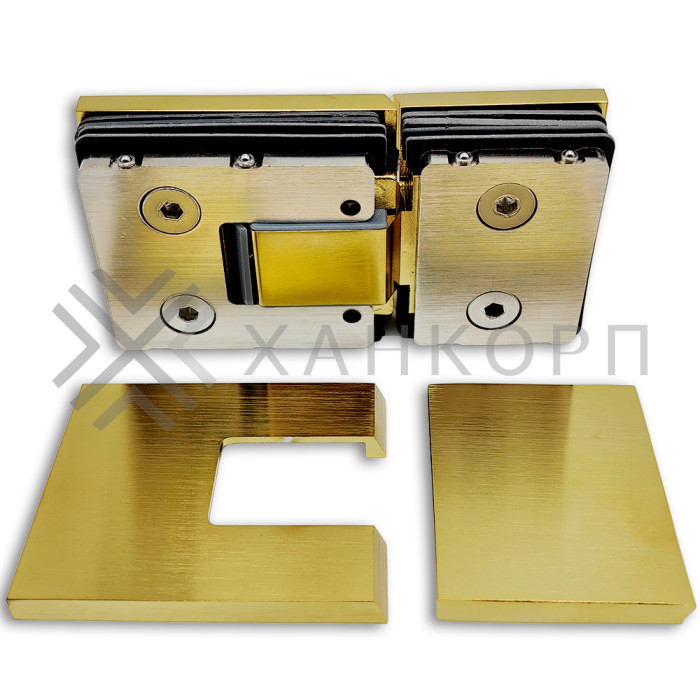 Петля Сирена FDP-212 стекло-стекло 180˚, латунь/брашированное золото