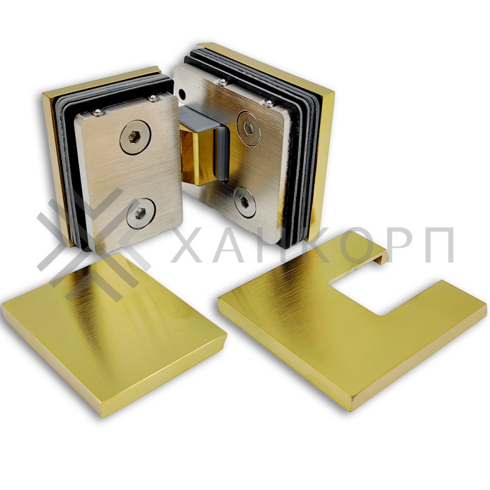 Петля Сирена FDP-212 стекло-стекло 180˚, латунь/брашированное золото