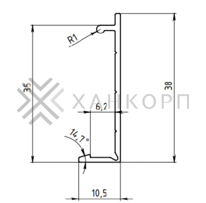 Крышка FKP-442.3 для профиля зажимного FKP-443, длина 3 м, алюминий/брашированное золото