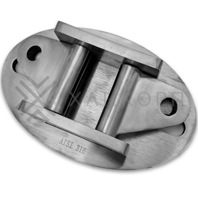 Двойное крепление ванта (тяги) FN-123 к стене M14, нержавейка/матовый