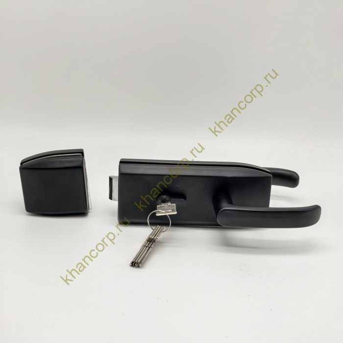 Замок FKZ-35 с нажимной для стеклянной двери ключ/защелка, нержавейка/черный