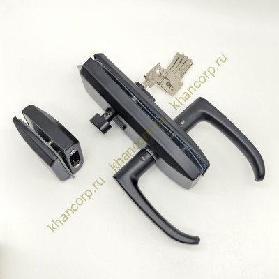 Замок FKZ-35 с нажимной для стеклянной двери ключ/защелка, нержавейка/черный