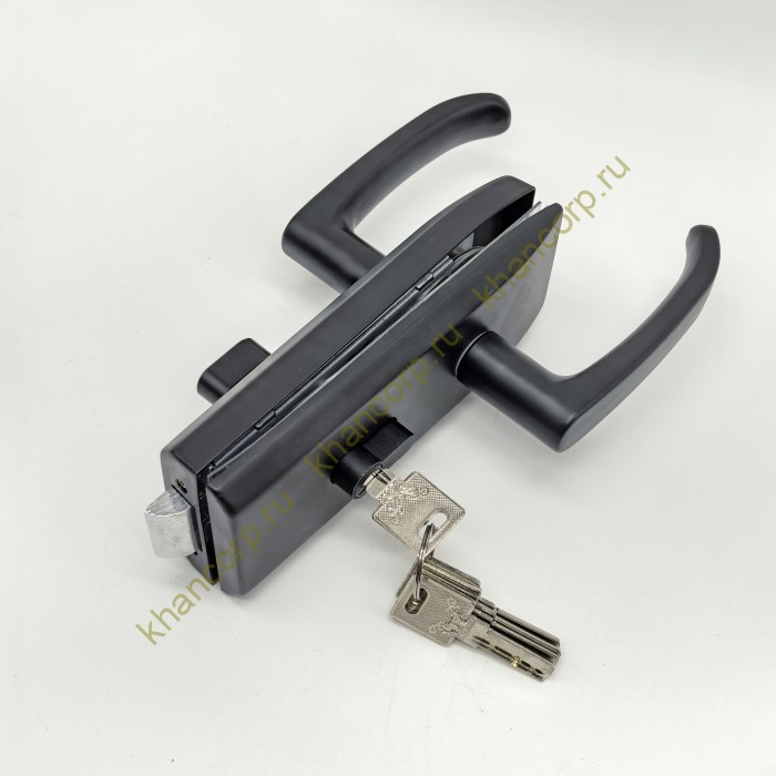 Замок FKZ-35 с нажимной для стеклянной двери ключ/защелка, нержавейка/черный