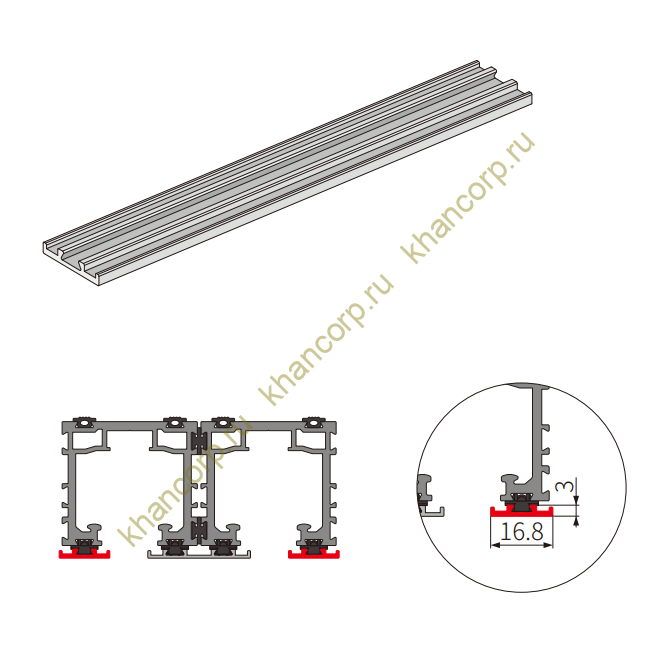 Краевая декоративная крышка трека FDS-193.4 для системы FDS-19, длина 4 м, алюминий/черный