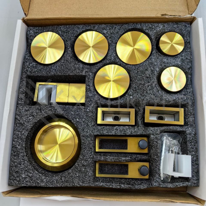 Раздвижная система Альфа α FDS-5, с двойной направляющей, нержавейка/брашированное золото