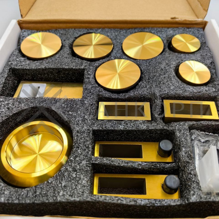 Раздвижная система Альфа α FDS-5, с двойной направляющей, нержавейка/брашированное золото