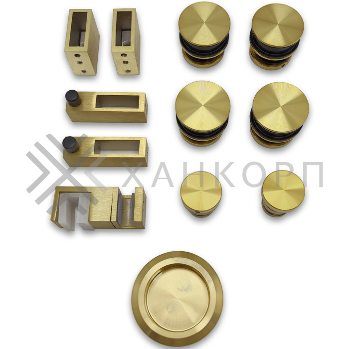 Раздвижная система Альфа α FDS-5, с двойной направляющей, нержавейка/брашированное золото