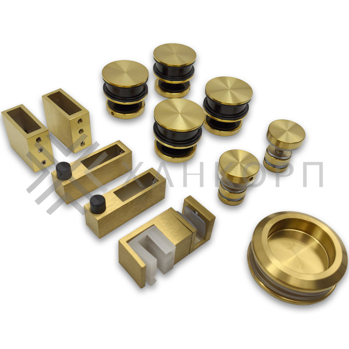 Раздвижная система Альфа α FDS-5, с двойной направляющей, нержавейка/брашированное золото