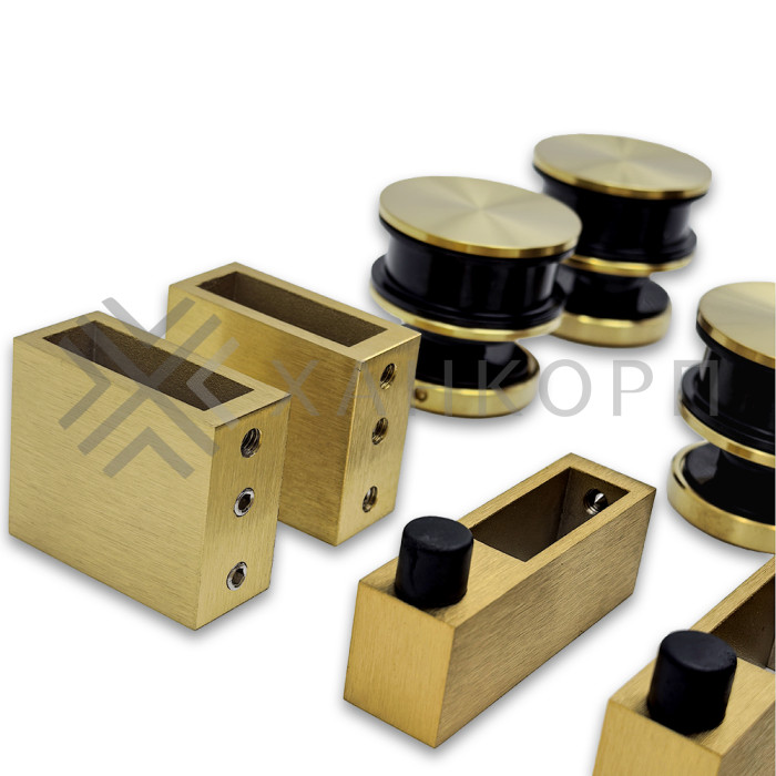 Раздвижная система Альфа α FDS-5, с двойной направляющей, нержавейка/брашированное золото