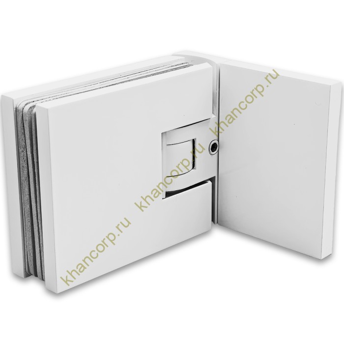 Петля Афродита FDP-230, стена-стекло 90° с крышками, латунь/белый