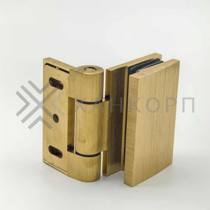 Петля Рея FDP-220 стена-стекло 90° с крышками латунь/брашированное золото
