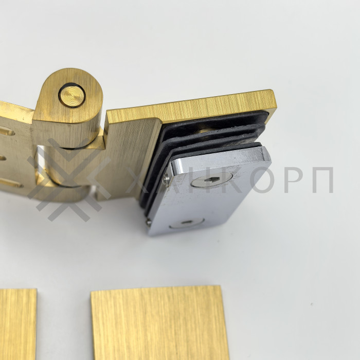 Петля Рея FDP-220 стена-стекло 90° с крышками латунь/брашированное золото