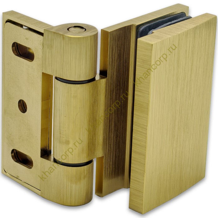 Петля Рея FDP-220 стена-стекло 90° с крышками латунь/брашированное золото