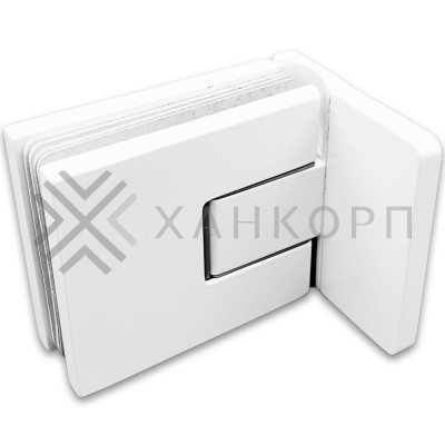 Петля Сирена FDP-210 стена-стекло 90˚ с боковым креплением, латунь/белый