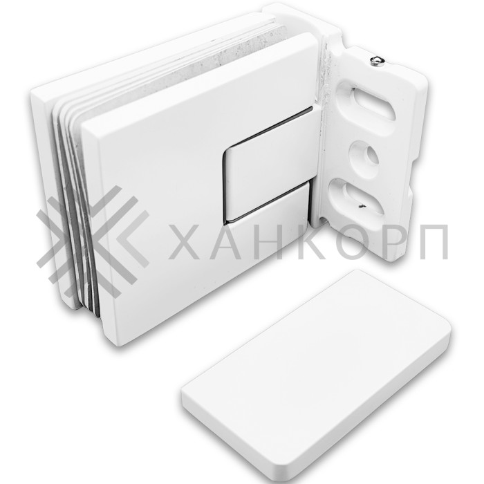 Петля Сирена FDP-210 стена-стекло 90˚ с боковым креплением, латунь/белый