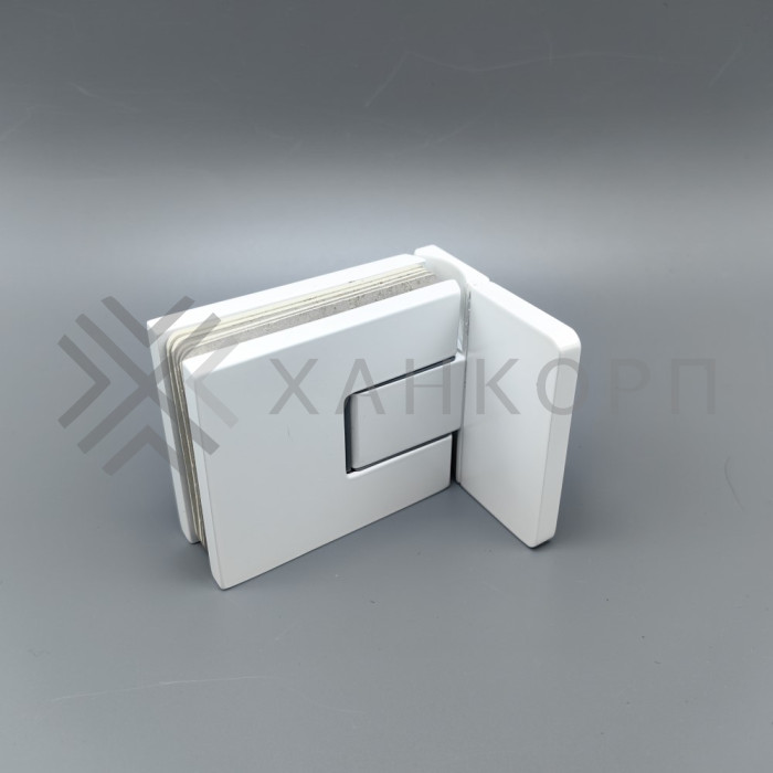 Петля Сирена FDP-210 стена-стекло 90˚ с боковым креплением, латунь/белый