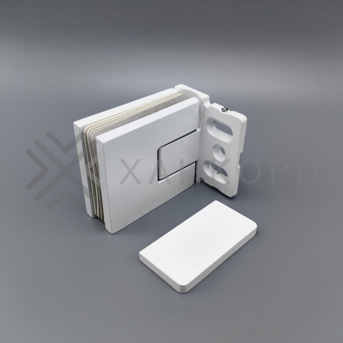 Петля Сирена FDP-210 стена-стекло 90˚ с боковым креплением, латунь/белый