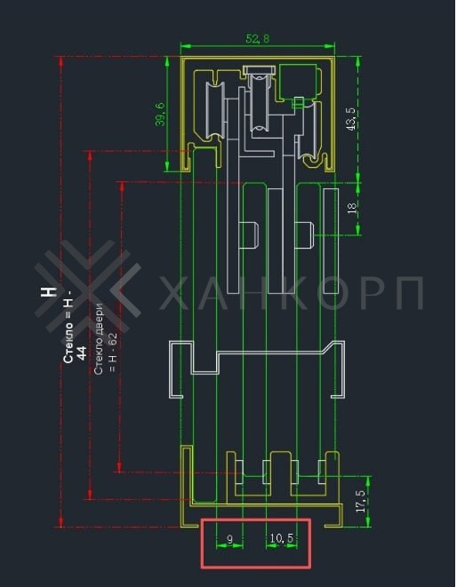 Раздвижная система Нимфа FDS-9 в проем телескопическая, нержавейка/золотой песок