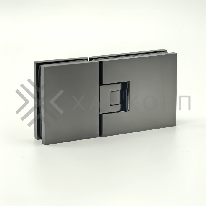 Петля Афродита FDP-232, стекло-стекло 180° с крышками, латунь/оружейная сталь