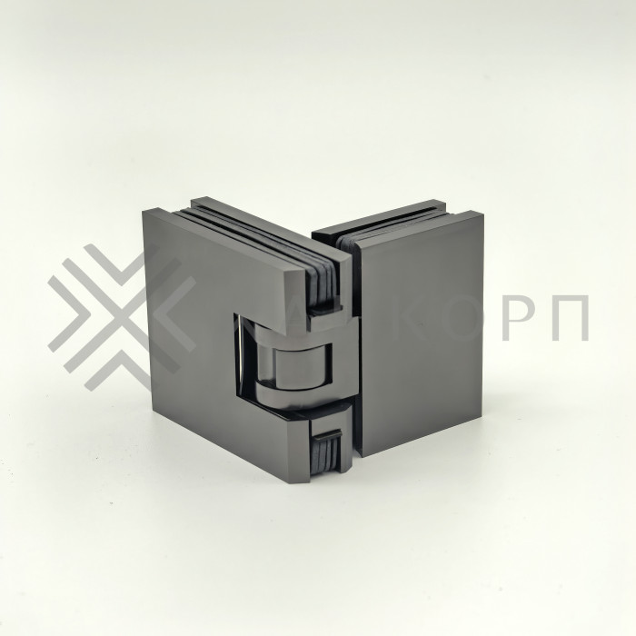 Петля Афродита FDP-232, стекло-стекло 180° с крышками, латунь/оружейная сталь