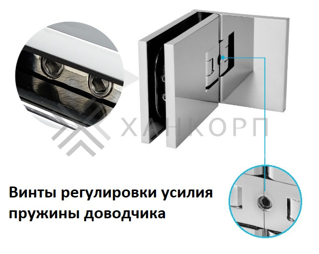 Петля Афродита FDP-232, стекло-стекло 180° с крышками, латунь/оружейная сталь