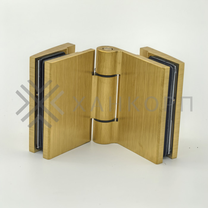 Петля Рея FDP-222 стекло-стекло 180° с крышками латунь/брашированное золото