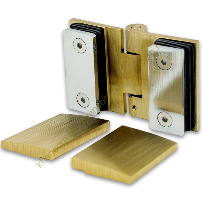 Петля Рея FDP-222 стекло-стекло 180° с крышками латунь/брашированное золото