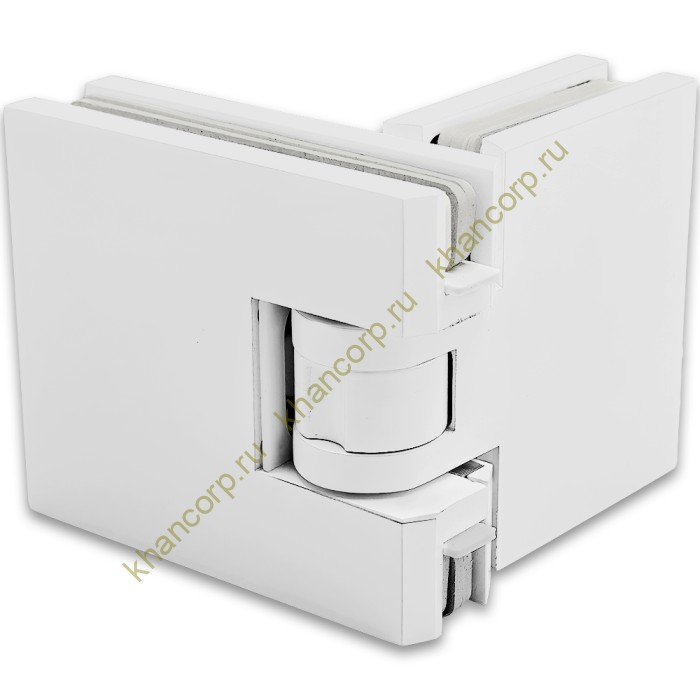 Петля Афродита FDP-232, стекло-стекло 180° с крышками, латунь/белый