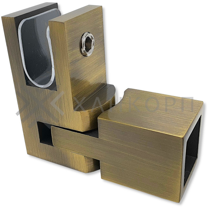 Держатель стекла FDC-52, 15х15 торцевой регулируемый, нержавейка/бронза